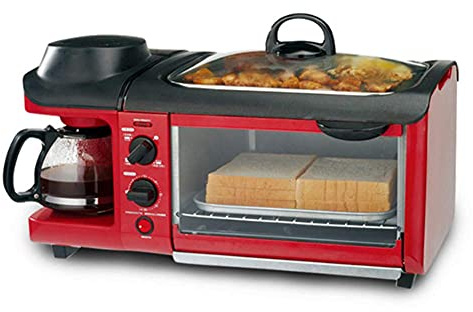 BOOZXCV Toaster Sandwich Pan Multifunction 3 in 1 Breakfast Machine Bread Toaster Meat Toaster Grill/Omelette/Coffee Roaster Home Electric Oven