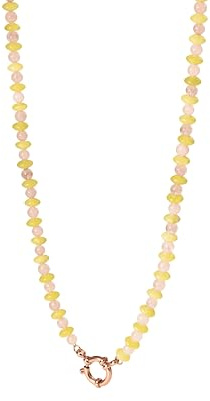 Purelei Sunny Charm Kette – mit pinkem Quarz & Olivjade – Edelstahl 18K vergoldet – Verstellbare Damen Halskette 40-45 cm – Personalisierbar mit Charms – Aloha Style
