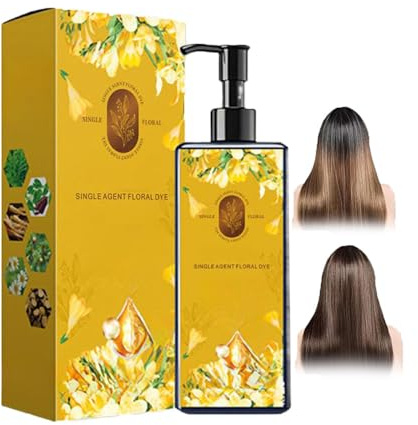 Nourishing Plant-Based Hair Color, Long-Lasting & Natural Hair Color Shampoo, 2025 Single Agent Floral Dye, Plant Single Dose Floral Fragrance Dye, for Gray Coverage (Natural Black)