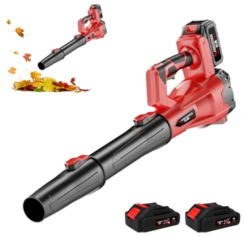 21V Akku Laubbläser, 30000RPM Laubbläser mit 2 Akku und Ladegerät, Laubbläser kompatibel mit Makita 21V, akku Gebläse für Gartenpflege, Rasenpflege und Schneeräumung