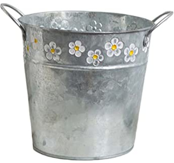 KAILIKETIY Pot De Fleurs Fer Rond Gaufré Jardinière Vintage Seau De Rangement pour Plantes Et Cactus