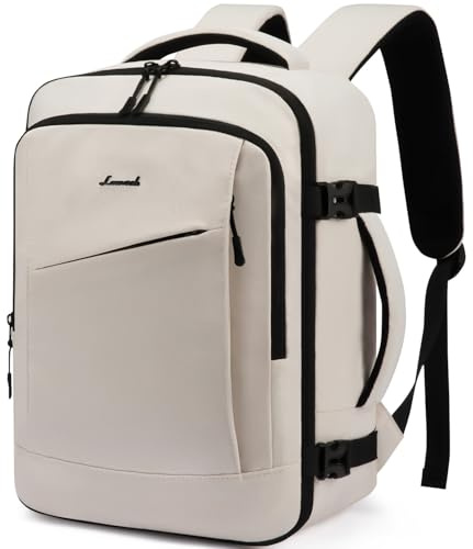 LOVEVOOK Ryanair Handgepäck 40x30x20, Rucksack Handgepäck Flugzeug Herren | 24L Klein Reiserucksack für 14 Zoll Laptop, Travel Backpack Tasche Damen Eurowings Ryanair für Weekender, Business, Beige