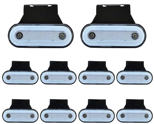 Inscrip 12V/24V Positionsleuchten mit Halterung, LED Begrenzungsleuchten, Anhänger Beleuchtung, LKW Seitenmarkierungsleuchte Reflektor, Rücklicht, Bremslicht Für Anhänger Wohnwagen PKW (Weiß-10P)