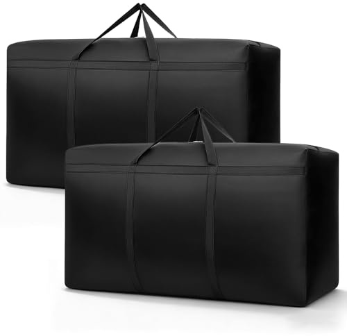Druuzyl Uppsättning av 2 stora förvaringspåsar 110 x 60 x 35 cm | vattentäta resväskor i oxfordtyg för camping och resor | robust bärväska med förstärkta handtag för kläder, sovsäck, tillbehör