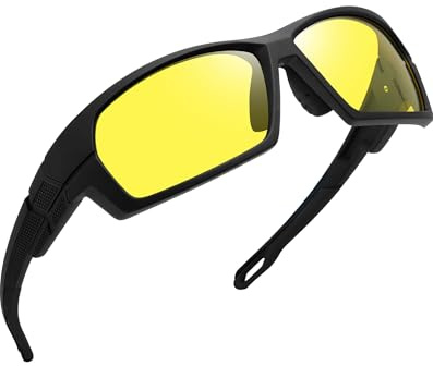 Joopin Wraparound Fahrradbrille Sport Sonnenbrille Herren Polarisiert UV400 | Unpolarisiert-Gelb, Sportbrille, Fahrerbrille, TR90, Winddicht, Schnelle Brille, Radsportbrille, Angel, Autofahren
