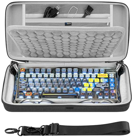 GEEKRIA Funda para Teclado, Compatible con GravaStar Mercury K1/ K1 Pro/ K1 Lite/ V75 Pro/ V75 Lite/ V75 HE/ V75 Pro HE, Estuche de reemplazo rígido EVA para Viaje (Gris Oscuro)