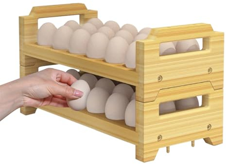 Eierständer aus Holz – doppellagiges, Küchenarbeitsplatte, tragbarer Ständer für frische Lebensmittel | dekorativer Skelettkorb, stabile Ständerstruktur, Osterständer