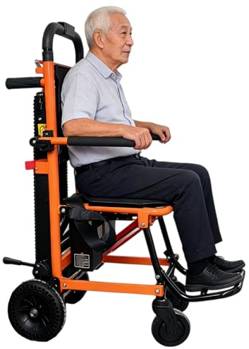 HZWJD Faltbarer, Tragbarer Treppenstuhl,Mobile Tragbare Treppen,Elektrischer Treppensteiger,Treppenlift-Rollstuhl Für Müheloses Treppensteigen,Tragkraft 159 Kg 93 * 58 * 155cm