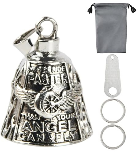 Ziyonix Guardian Bell, Portafortuna Moto, Angeli Portachiavi, con Anello Appeso, Guardian Bell Motos Portafortuna, Regali per Motociclisti