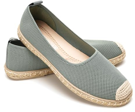 GLAMORA Espadrillas Donna Ballerine Slip On Scarpe Basse Maglia Traspirante Leggere Comode Estive Suola Gomma Antiscivolo Flessibili Calzatura Casual Comfort Senza Lacci Tessuto Elasticizzato