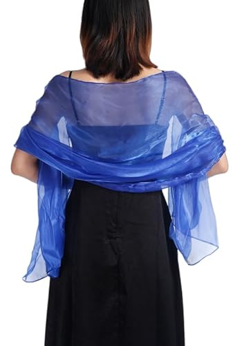 KIJSKKOPO Sciarpe E Stole in Chiffon per Abito da Sera da Donna, Sciarpa Leggera E Trasparente Scintillante, Stola in Organza Setosa, Elegante Bolero Coprispalle per Feste, Balli, Cocktail E Ma