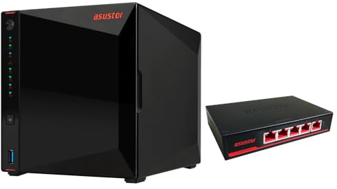 Asustor AS5404T Nimbustor 4 Gen2 4 Bay NAS + ASW205T 5 Port 2.5Gb Switches Réseau