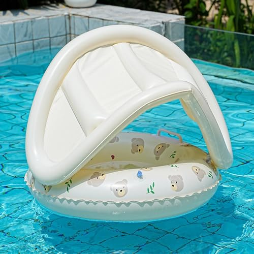 Salvagente Neonato con Parasole | 55x52cm Ciambella Gonfiabile Mare Neonata con Parasole | Galleggianti Piscina per Bambini, Protezione UV Rimovibile, Adatto A Bambini 3 Ai 48 Mese