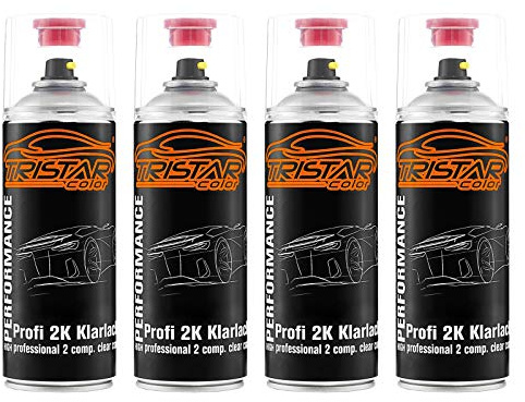TRISTARcolor 4 x 2K Klarlack hochglänzend Spraydose HS 400 ml Autolack | Chemikalien- und benzinresistent, extrem hoher Glanz, ausgezeichnete Haftung, glatte Oberfläche, Sprühdose, Made in Germany
