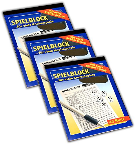 HAC24 3X Knobel Spielblock 40 Blatt extra große Schrift Spielzettel Block