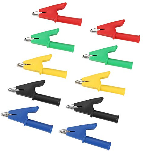Akozon 10pcs /set P2002 20A 5 Colors 4mm Banana Jack Crocodile Safety Test Clip For Multimeter 380V Tenma Crocodile Clips