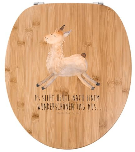 Mr. & Mrs. Panda Motiv WC Sitz Lama Springen - Geschenk, Klobrille, Alpaka, Abitur, Toilettendeckel, WC-Sitz, Toilette, Lieblingstag, Klodeckel,