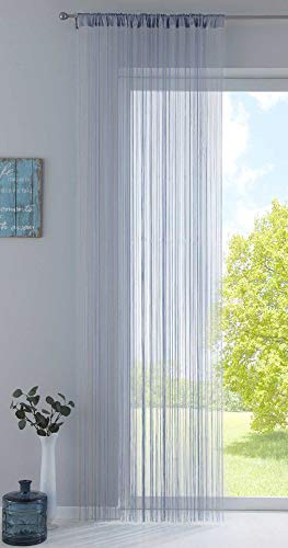 20303CN Rideau Fils, H x l : 250 x140 cm, en Gris, avec Tunnel de Passage et Bande à Volants Cousue, Convient aux perches et tringles à Rideaux, Store à Fils, séparateur de pièces