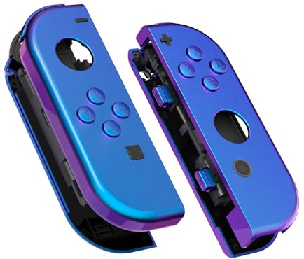eXtremeRate Chameleon Purple Blue Joy con Handheld Controller Housing with Full Set Buttons, DIY Replacement Shell Case for Nintendo Switch Joycon & Switch OLED Joy con Console Shell NOT Included