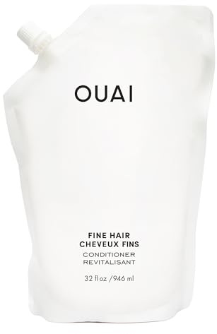 OUAI Fine Hair Conditioner Nachfüllbeutel – Volumen-Conditioner für feines Haar mit Keratin, Biotin & Chiasamenöl – mehr Fülle, Sprungkraft & Geschmeidigkeit – paraben-sulfat- & phthalatfrei - 946 ml