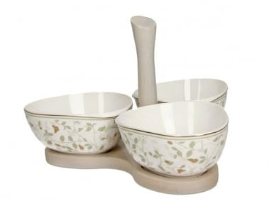 BRANDANI ANTIPASTIERA ALI DORATE SET 3 PZ PORCELLANA Misure: 19,5x20x12,5h