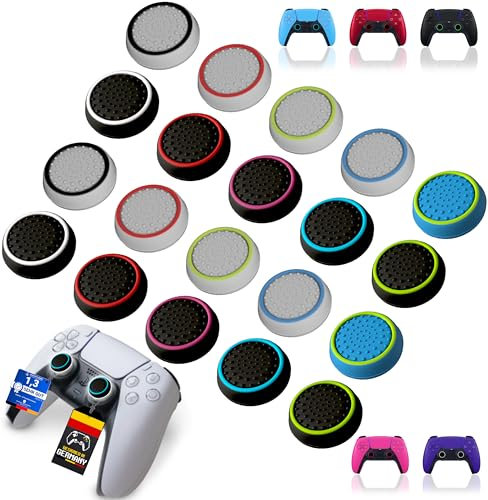 MatoSan 20x Capuchons de Joystick – Accessoires Universels pour Manettes – Meilleure Prise en Main et Précision – Compatible avec Tous Les Contrôleurs Modernes – Set de 20 Pièces Silicone Grip