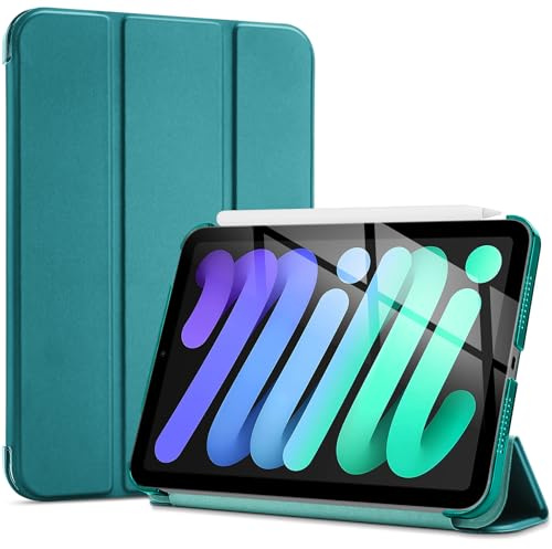 ProCase Hülle für iPad mini A17 Pro 2024 / iPad mini 6 Gen 8.3 Zoll 2021, Dünn Leicht Ständer Schal Smart Schutzhülle Case Cover mit Transluzent Frosted Rück -Olivgrün | Hartschalenhülle mit transluzent matter Rückseite, ultradünn und leicht, unterstützt automatische Schlaf-/Aufwachfunktion