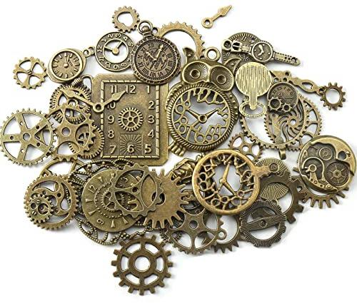 HERZWILD Steampunk Zahnräder Metall Armbanduhr Zahnrad Charms Vintage Steampunk Zahnräder Anhänger Charms Zahnraeder Steampunk Anhänger Metall für Schmuck Basteln