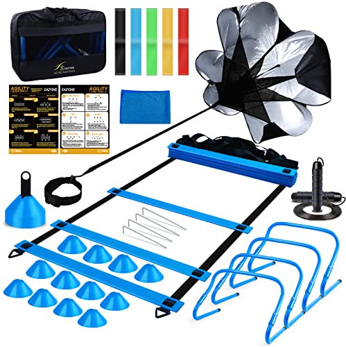 Eazy2hD Speed Agility Training Set, 20 Ft Agility Ladder, Running Parachute
