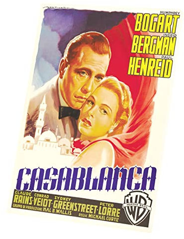 Druck auf Leinwand Alte Italienische Filmplakat Casablanca Retro Vintage Film Cinema1 (60 cm x 85 cm)