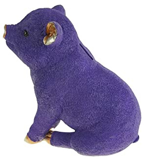 Sparschwein Spardose Schwein Schweinchen Großes Sparschwein Geld-Büchse Polyresin Sparbüchse Glücksschwein Ferkel (Lila)