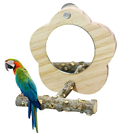 Papegoja Spegel Leksak, Spegel Fågelställ Papegoja Spegel, Spegel Fågelställ med spegel, Bite Resistent, Hook Design, för Fågel, Papegoja, Bur, Afrikansk grå ara