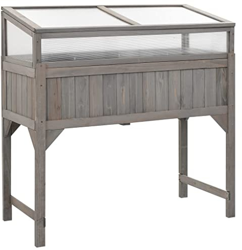 KTHLBRH Vasi Esterno Fioriere Da Balcone Aiuola rialzata Letto per Orto Rialzato Aiuola Rialzata con Copertura Serra 110x54x120cm Abete Massello Adatto per fioriere da giardino, terrazza e balcone