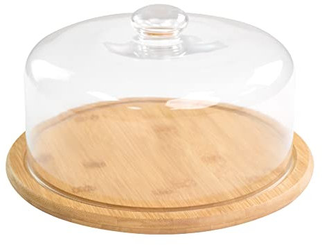 KVMORZE 26,7 cm Glas-Dessert-Kuppel mit Boden, 30 cm, dekoratives Kuchenblech mit Glaskuppelabdeckung, Kuchen-Obst-Display-Serviertablett für Küche, Geburtstag, Hochzeiten, Vorspeisen, Dessert und
