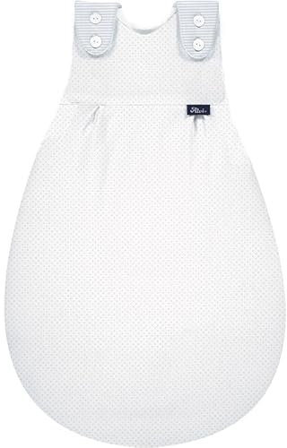 Alvi Baby Mäxchen Außensack Flachgewebe, Schlafsack mitwachsend, Baumwoll Schlafsack mit Strampelfreiheit, Babyschlafsack, Ganzjahresschlafsack (blue dots, Größe 62/68)