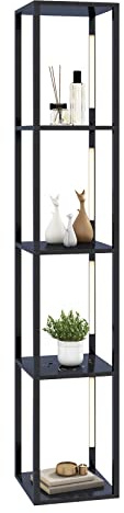 GOPLUS Stehlampe mit 4 Regalablagen, Standleuchte mit LED-Leuchte & Fußschalter, Stehleuchte Standlampe mit drehbaren LED-Stangen für Wohnzimmer, Schlafzimmer, 29 x 29 x 163cm