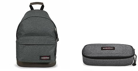EASTPAK Wyoming Rucksack, 40 cm, 24 L, Black Denim (Grau) & Oval Single Federmäppchen, 22 cm, Black Denim (Grau)