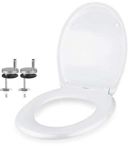 goldenwarm Weiß Toilettendeckel Oval WC Sitze abnehmbar Toilettensitz Softclose Quick-Release-Funktion Klodeckel