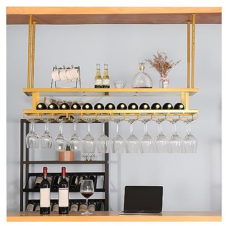 LIGUOYI Weinglashalter, Metall-Weinglas-Halter Höhe Und Breite Verstellbar Weinflaschenhalter Mit Schrauben Stabil Platzsparend Langlebig Weinflaschenregal Und Stemware-Aufhänger, Für Küche Bar