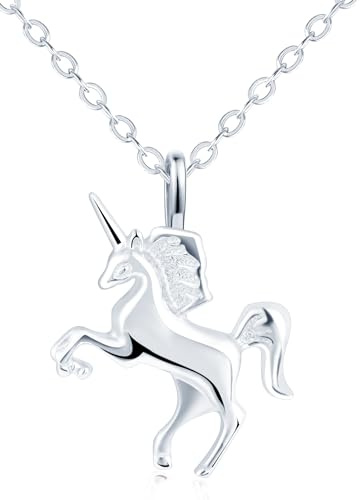 CONILOK Halskette Damen Kette Silber 925 mit Anhänger Einhorn Halsketten Personalisierter Schmuck Silber/Gold Ketten Geschenk für Sie Frauen Freunde Frau Mädchen Geburtstag Muttertag Weihnachtstag