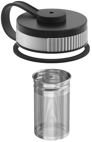 BeMaxx Drinking cap replacement lid for Wide Mouth ACTIVE FLASK drinking bottles any size (950ml, 680ml, 530ml, 410ml) | BPA free leak proof drinking sport cycling - Lid with Tea-Infuser Wide Mouth