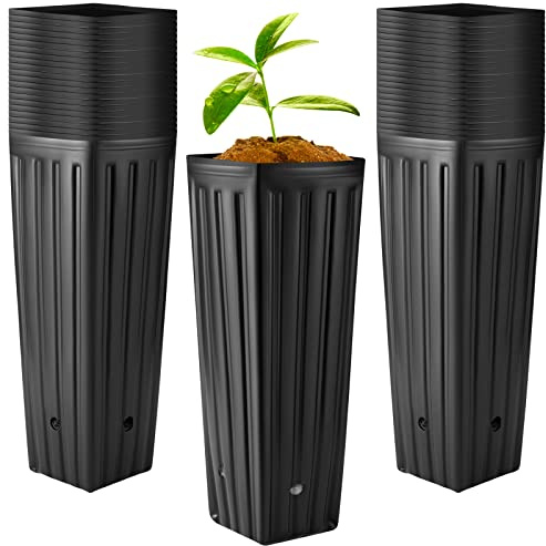 Nuenen 150 macetas altas de 12 pulgadas para árbol de plántulas y flores, macetas de plástico profundas, macetas altas para bonsái, macetas suculentas con agujeros de drenaje para plantas de jardín y