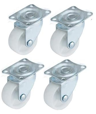QOPAHI 25mm Castor Wheels - Small Trolley Swivel Casters with Rubber Base Ball Bearing, Single Furniture Wheels to Move Heavy Objects(Pack of 4, White)