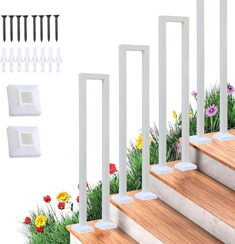 Treppengeländer Innen, U-FöRmige GeläNder Treppe, 35-110cm Handlauf Treppe,Metal GeläNder Drinnen/RaußEn, Nordic Modern handlauf schwarz, Geländer für Villen (Weiß, 65cm)