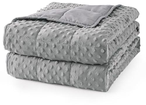 Mr. Sandman Weighted Blanket for Adults, Minky Dots Heavy Blanket for Woman, Man Sleeping and Calm, Soft and Cozy Weighted Throw Blankets, Machine Washable, 48 x 72in, 12 lbs, Grey