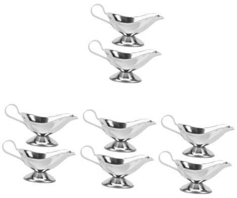 Amosfun 4sets Sauce Bottles Gravy Jug Sauce Jugs Stainless Steel Milk Pitcher for Cooking 2pcs*4
