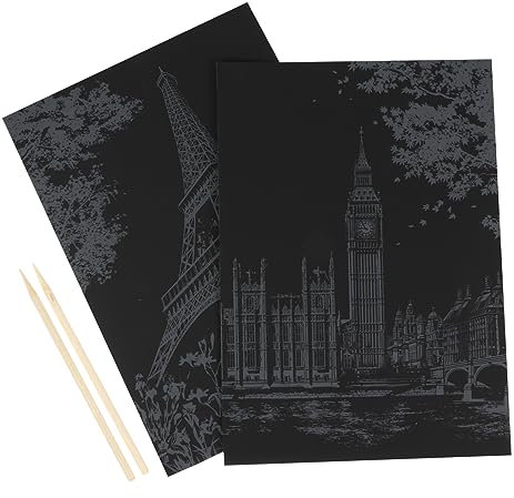 HAWILLOSCH 2stücke Kreatives Farbkratzpapier Handwerkskunst Für Inklusive Schwarz Und Bunten Designs Für Bastelprojekte Und Kreative Entfaltung