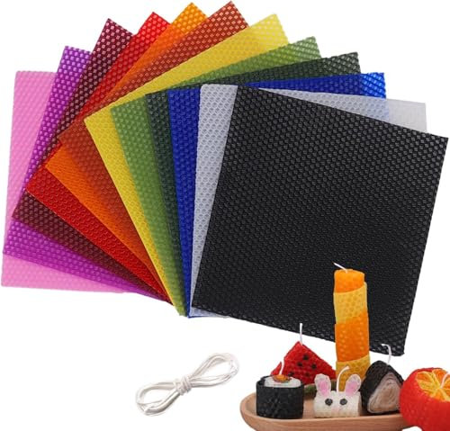 Placas de cera de abejas de 10 colores, juego de fabricación de velas de cera de abejas para velas, placas de cera, para fabricación de velas de cera de abejas, para regalos artesanales, acción de