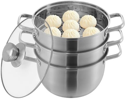 Steamer in acciaio inox, piroscafo con due vaschette a vapore, pentola per zuppa Steamer per vari cereali al vapore panini pasta pesce