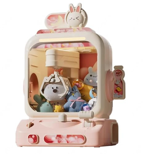 CUCUKAKA Candy Grabber ， Mini Machine À Griffes avec Lumières Et Musique ， Machine Attrape Bonbon Machine à Griffes Cadeaux d'anniversaire De Noël pour Enfant,Pink